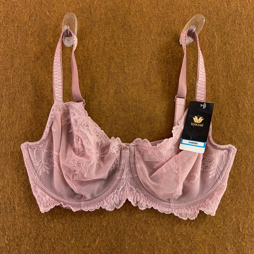 Wacoal Womens 34DDD Pink Retro Chic Lace Underwire Bra 851384 NWT